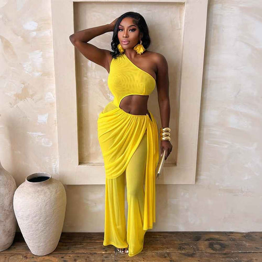 Fashionable Slim-Fit Off-Shoulder Solid-Color Jumpsuit For Women