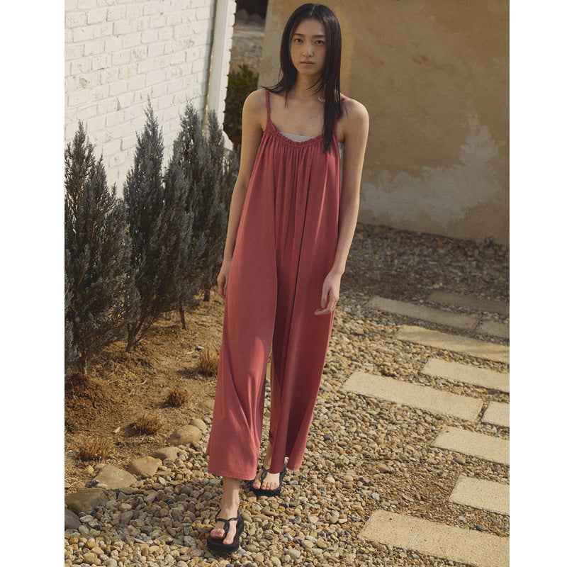 Womens Straight-Leg Strap Yoga Jumpsuit