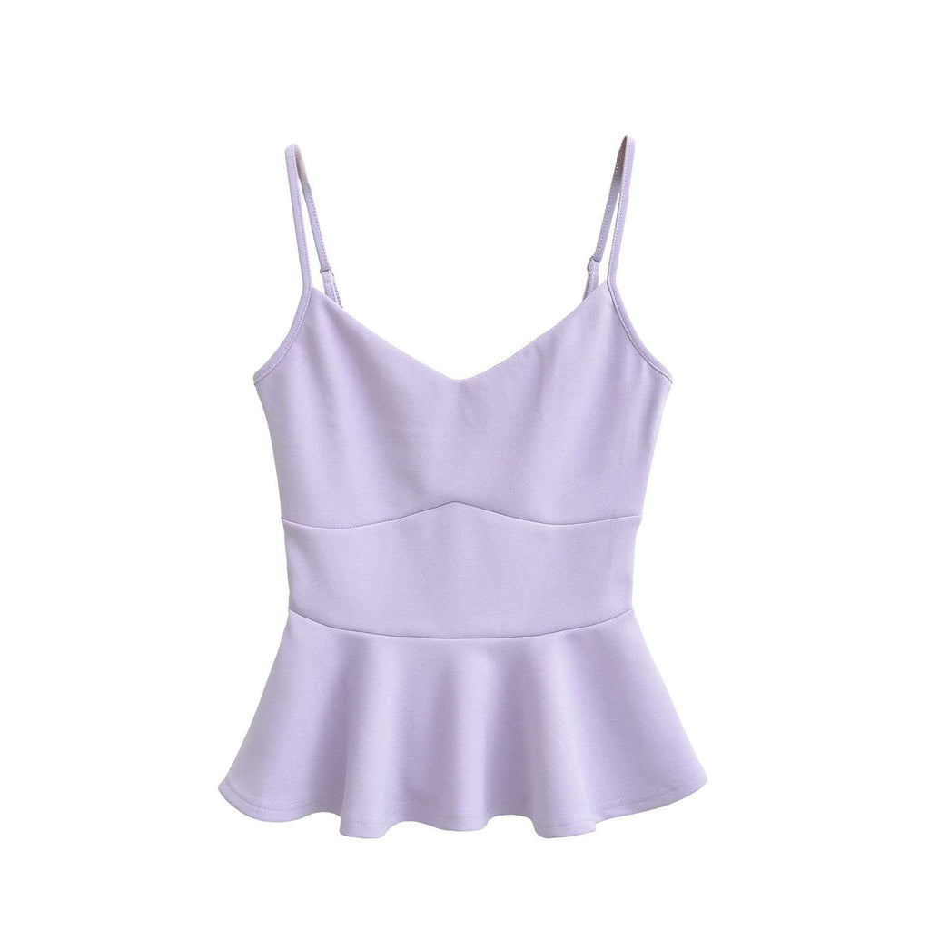 Cropped Ruffled-waistline Slim-fit Camisole Top