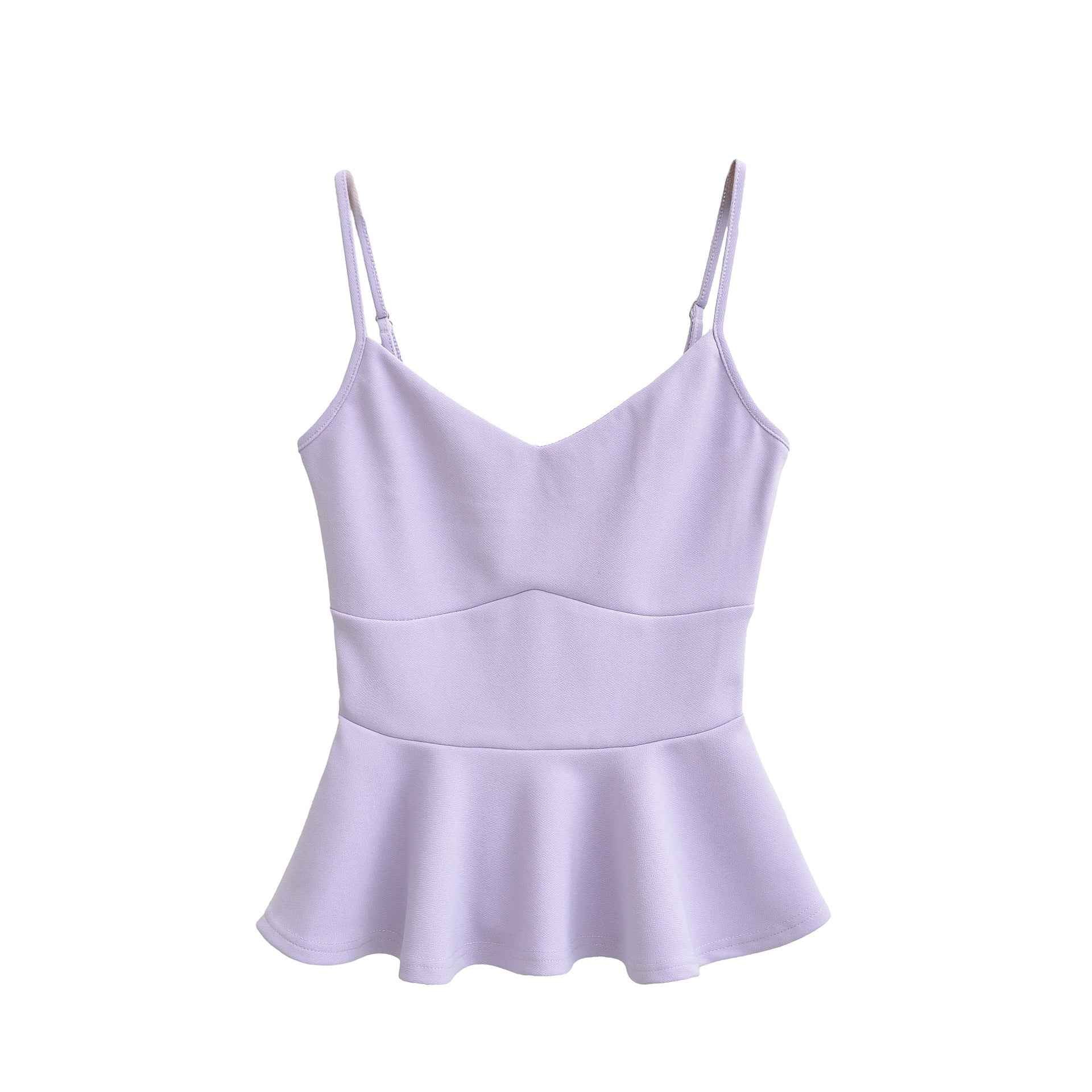 Cropped Ruffled-waistline Slim-fit Camisole Top