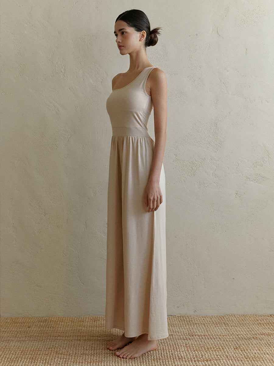 Women's Diagonal Shoulder Strap Yoga Jumpsuit