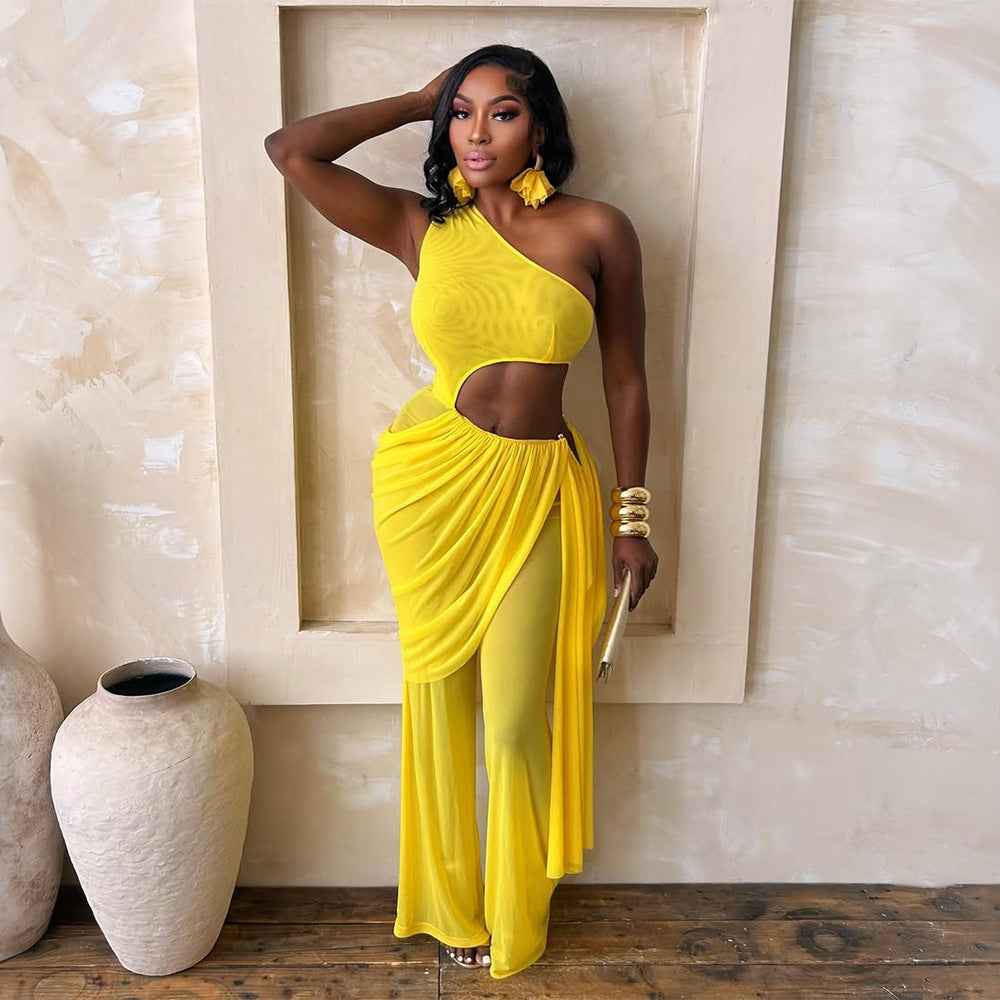 Fashionable Slim-Fit Off-Shoulder Solid-Color Jumpsuit For Women