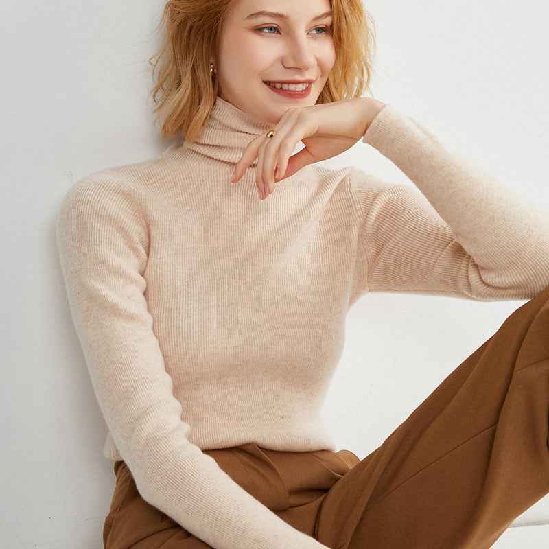 Long-sleeve Stretchy Slim-fit Knit Bottoming Top For Fallwinter