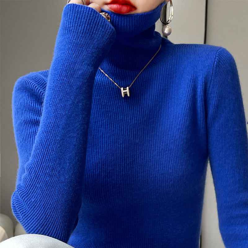 Long-sleeve Stretchy Slim-fit Knit Bottoming Top For Fallwinter