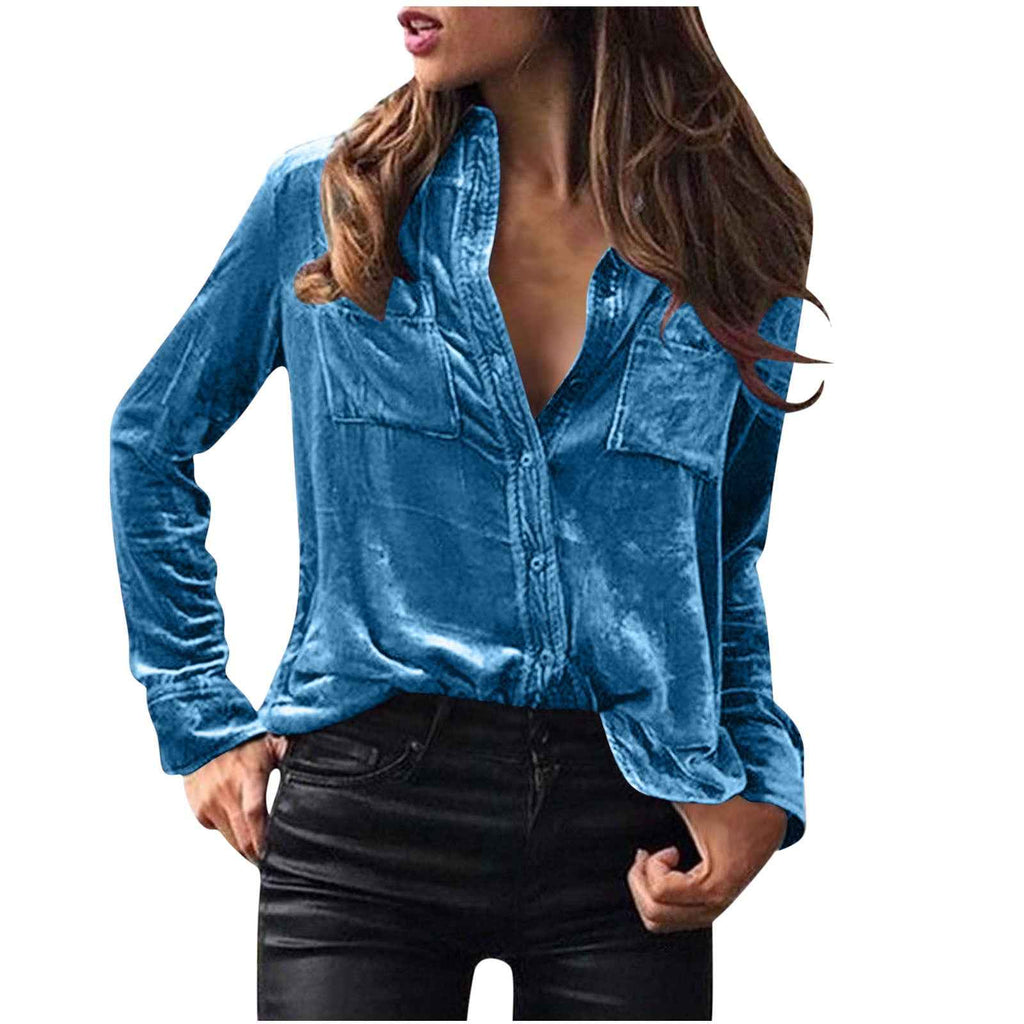 Elegant Long-sleeve Single-breasted Blouse For Women