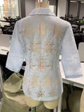 Jacquard Cropped-sleeve Blazer For Women