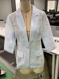Jacquard Cropped-sleeve Blazer For Women