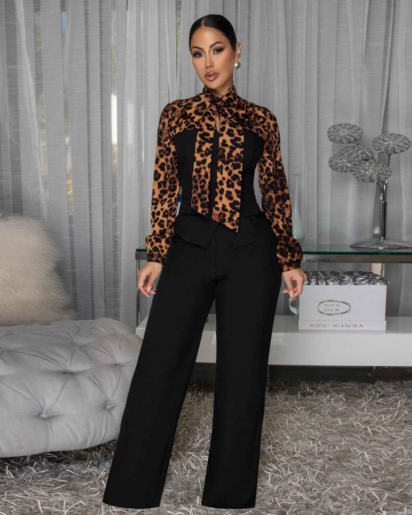 Elegant And Lace-up Wide-leg Pants Jumpsuit