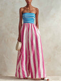 Summer Fashion Off-shoulder Elegant Striped Jumpsuit For Women