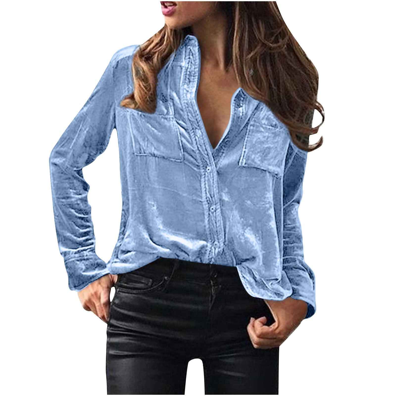 Elegant Long-sleeve Single-breasted Blouse For Women