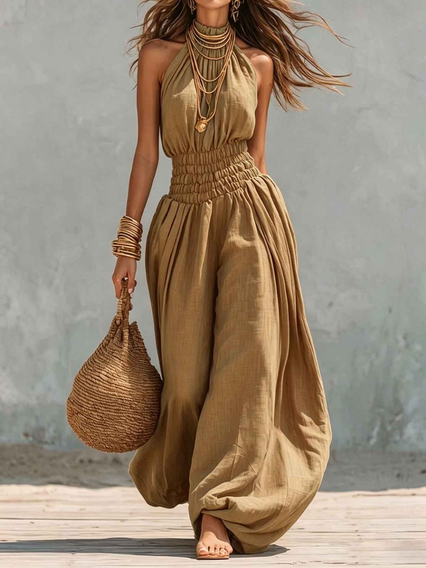 Stylish Sleeveless Halter Jumpsuit For Women