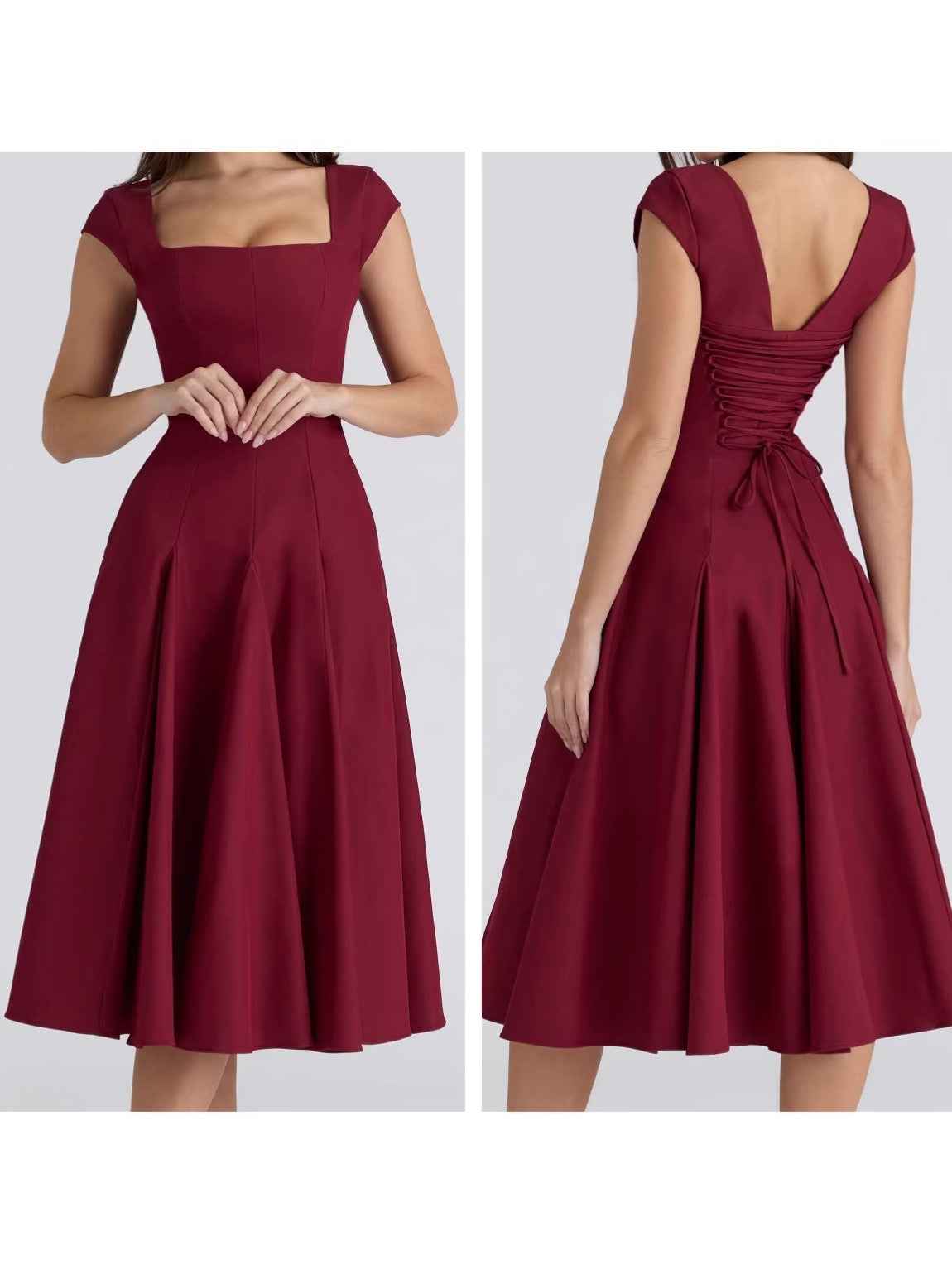 Back-strap Waist-cinching Elegant A-line Dress