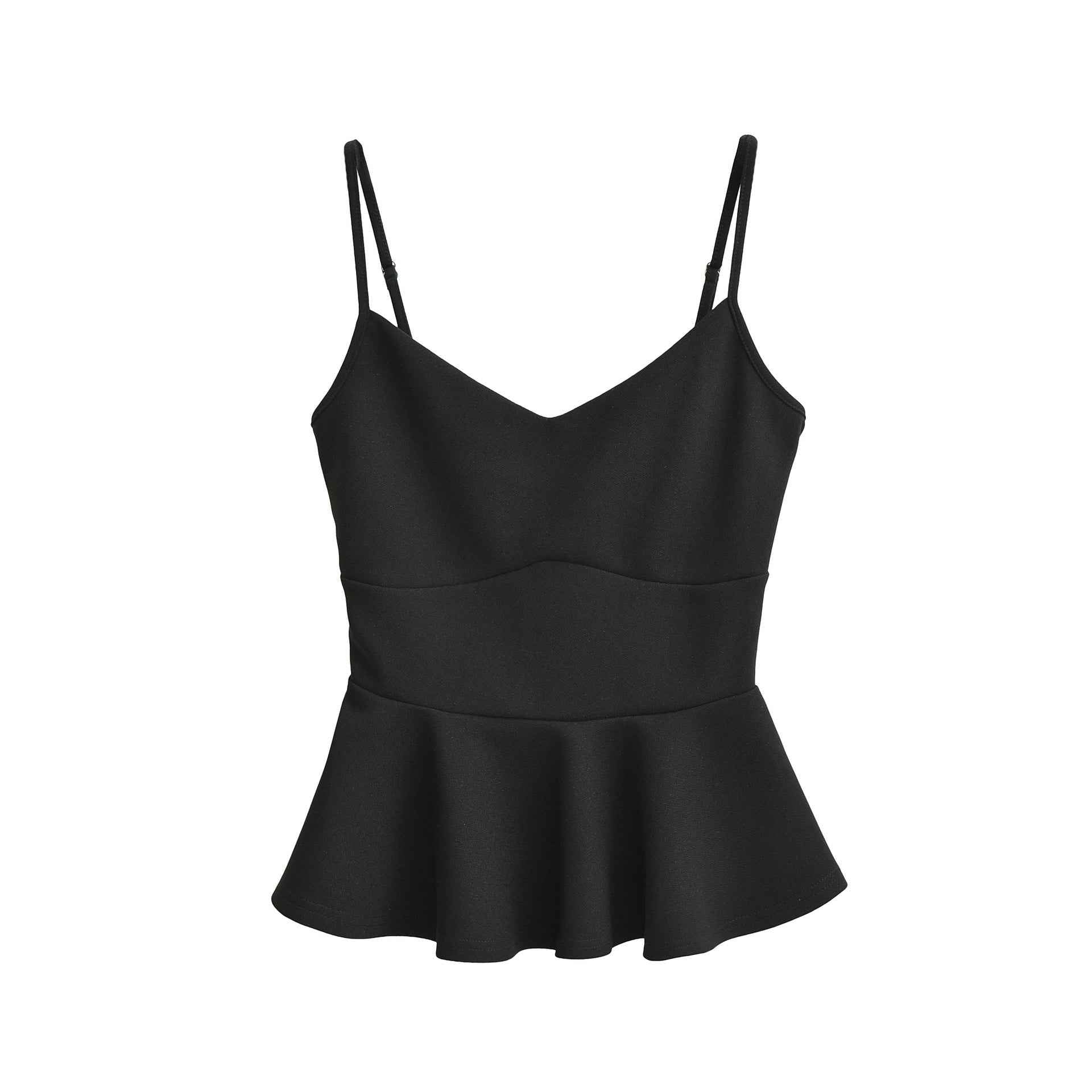 Cropped Ruffled-waistline Slim-fit Camisole Top