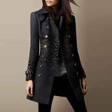Streetwear Women Jackets Lined Double-breasted Ladies Loose Wool Overcoat Elegant Lapel Solid Pocketed Coats For Autumn Winter