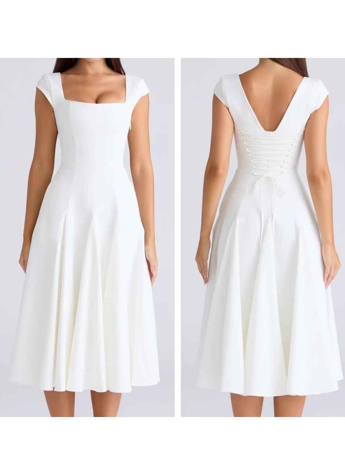 Back-strap Waist-cinching Elegant A-line Dress