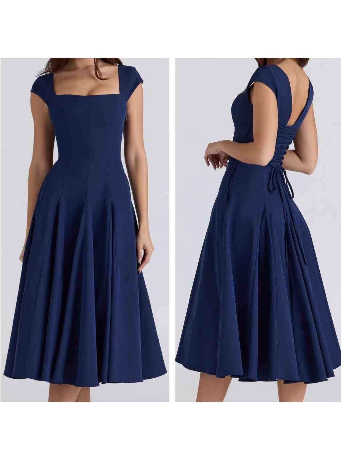 Back-strap Waist-cinching Elegant A-line Dress
