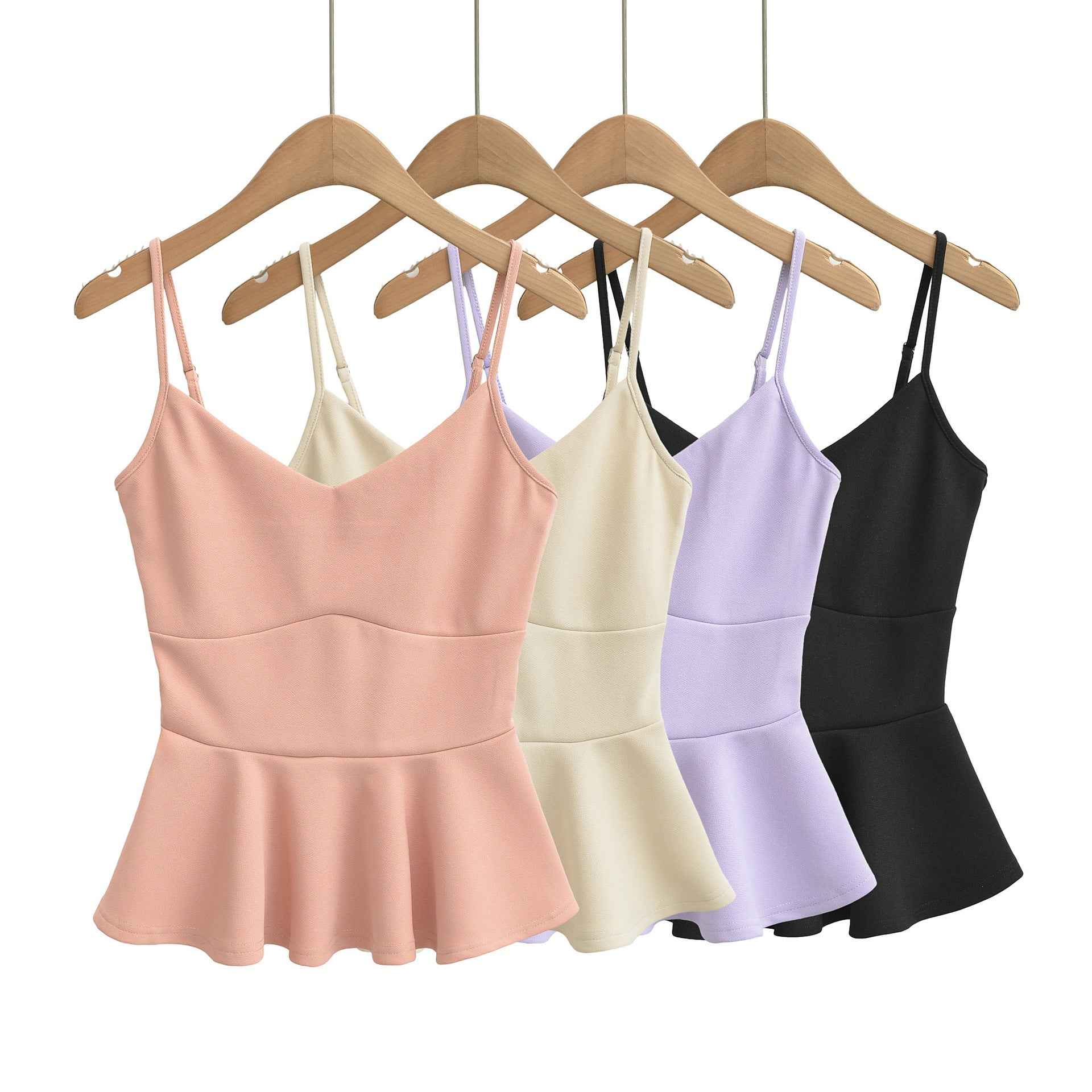 Cropped Ruffled-waistline Slim-fit Camisole Top