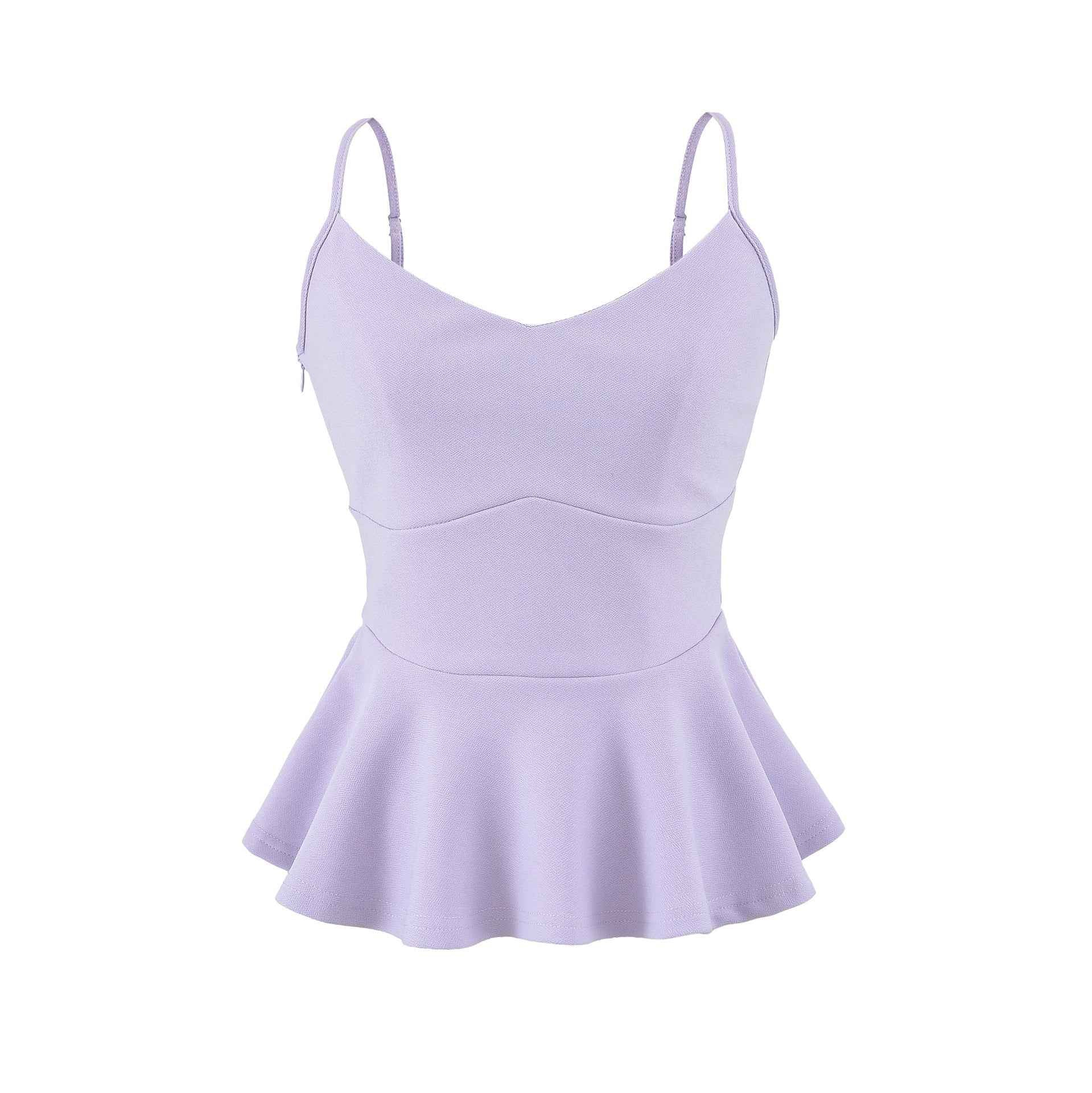 Cropped Ruffled-waistline Slim-fit Camisole Top