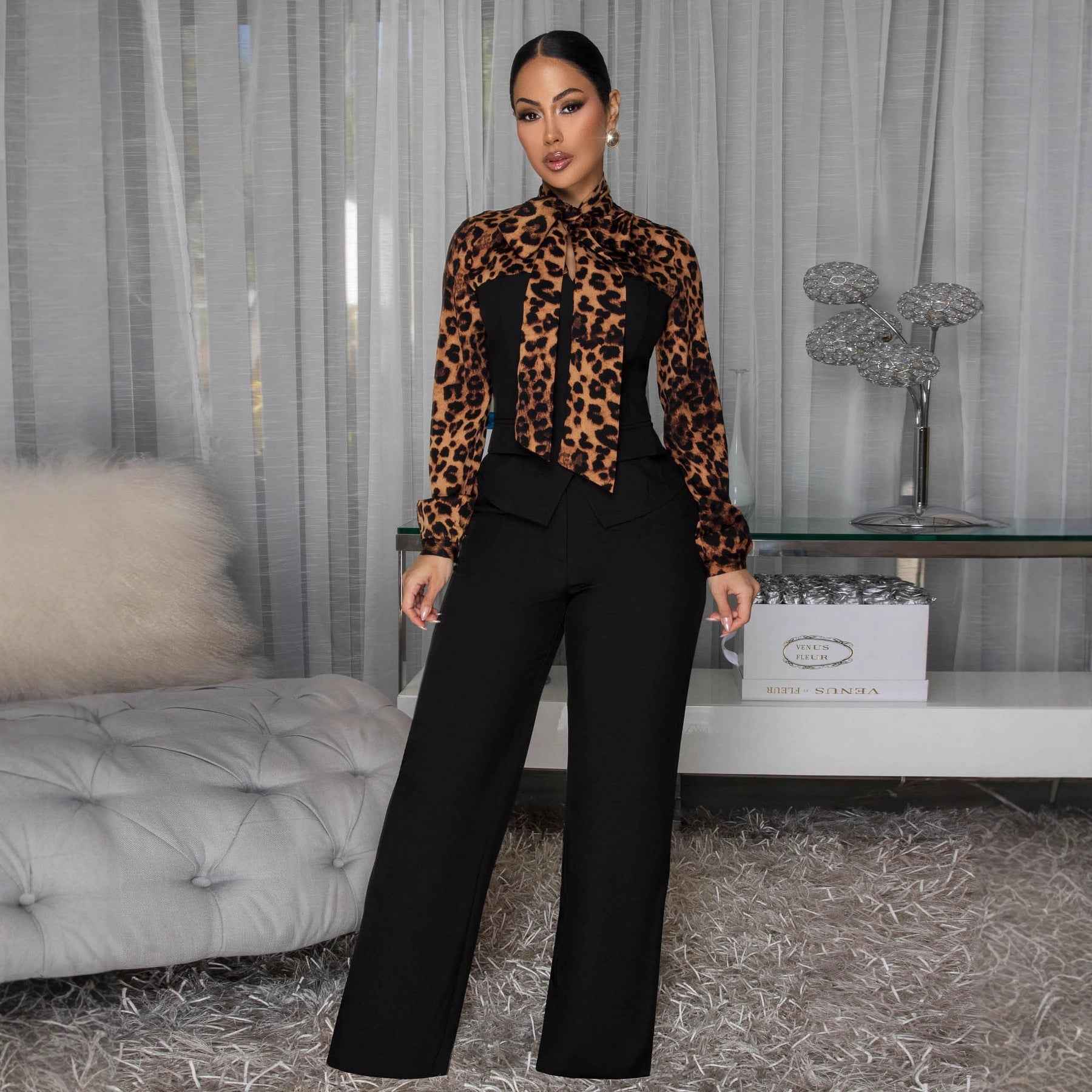 Elegant And Lace-up Wide-leg Pants Jumpsuit