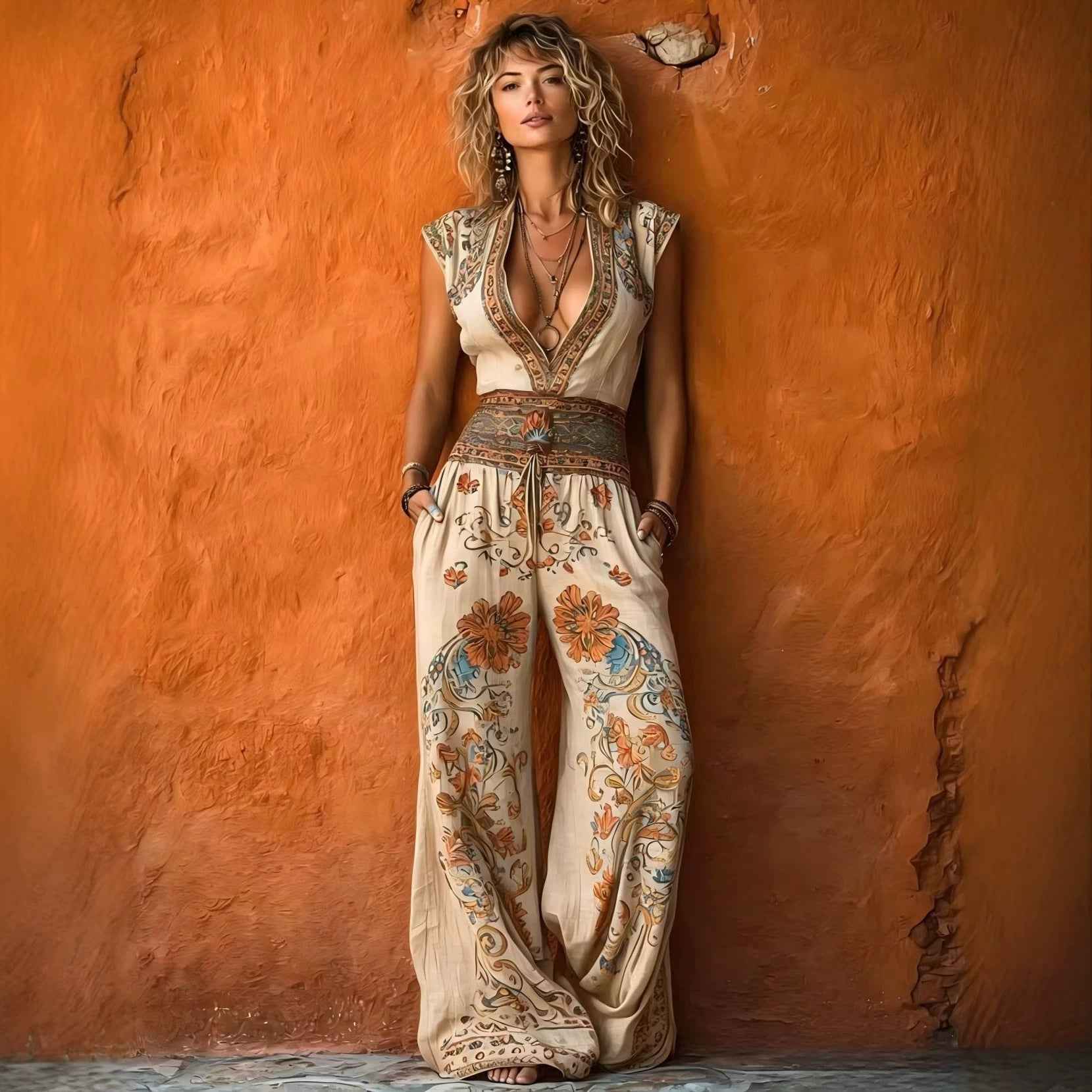 Fashionable Printed Casual Womens Jumpsuit
