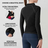 Sauna Jackets For Women Long Sleeves Sweat Suit Weight Loss Shirt Zipper Workout Gym Exercise Body Shaper