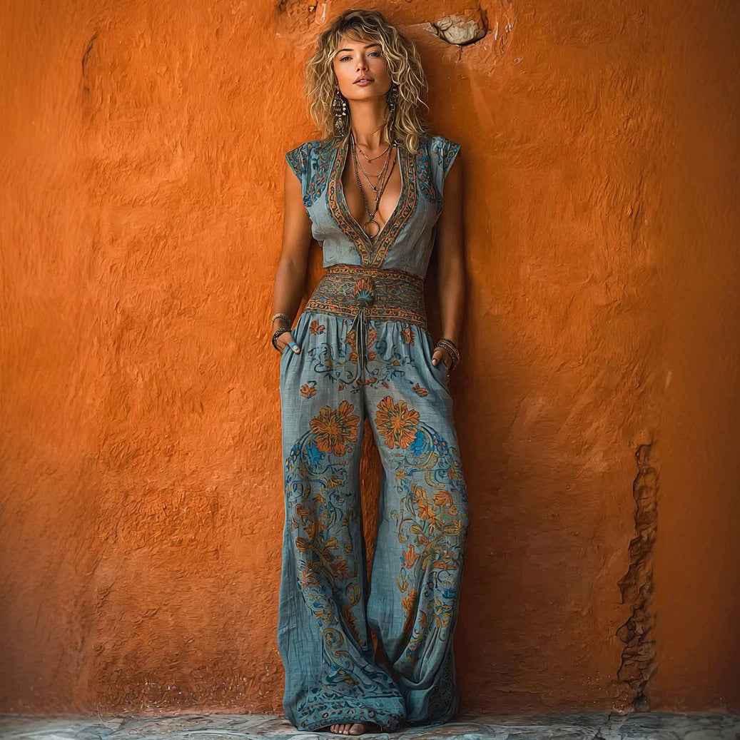 Fashionable Printed Casual Womens Jumpsuit