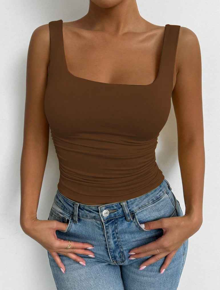 Womens Sleeveless Camisole Casual Basic Cropped Top