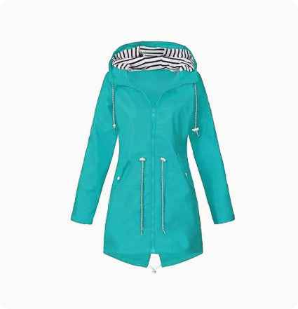 Womens Waterproof Raincoat Casual Basic Outdoors Drawstring Trench Lightweight Drawstring Jackets Hiking Clothes For Women