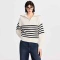 Women's Heavyweight Navy Striped Sweater