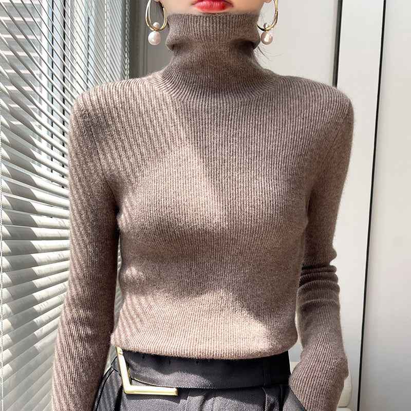 Long-sleeve Stretchy Slim-fit Knit Bottoming Top For Fallwinter