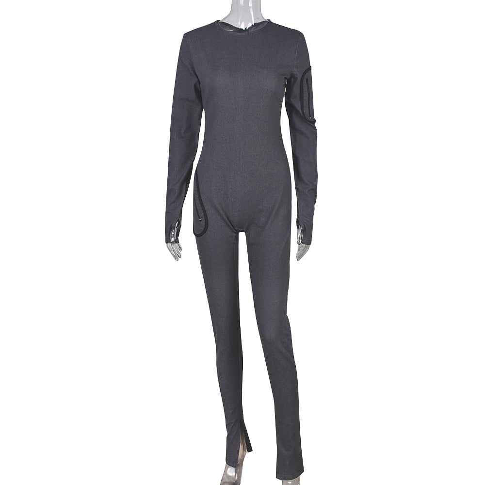 Tight Denim Jumpsuit For Women