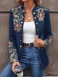 Elegant Embroidered Floral Blazer For Women