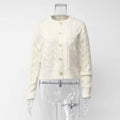 Embroidered Crewneck Cable-Knit AutumnWinter SweaterBlouse