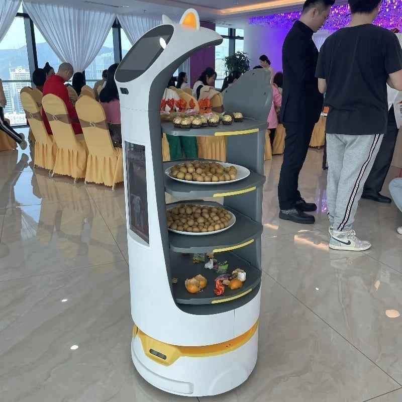 Customized Restaurant Coffee Shop Food Delivery Robot - Electric Waiter Service Vehicle for Hotel & Fast Food Shop