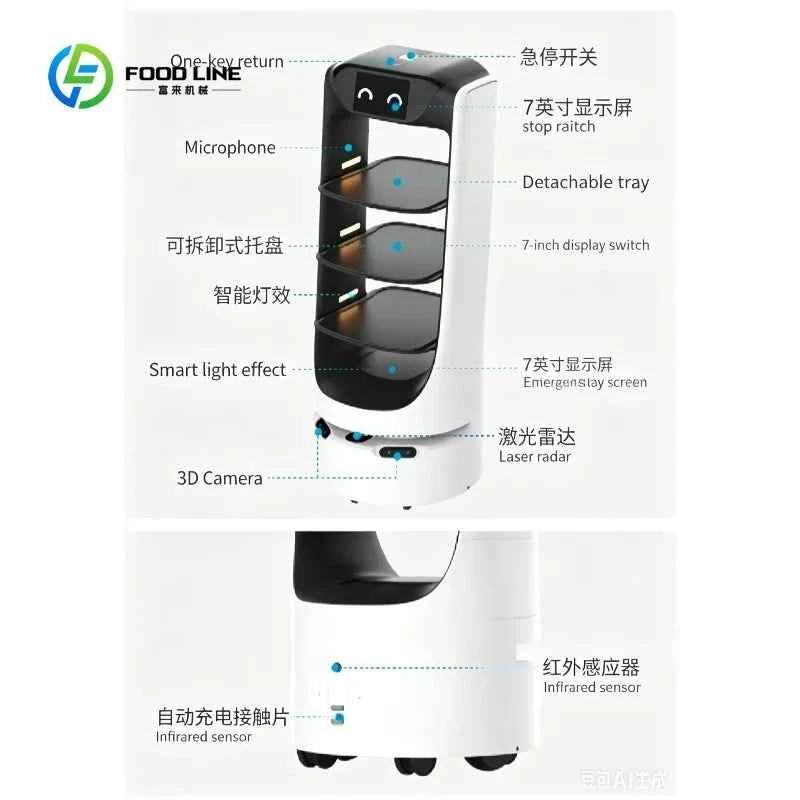 Customized New Hotel Restaurant Intelligent Unmanned Food Delivery Robot Welcome and Lead Advertising Restaurant Robot