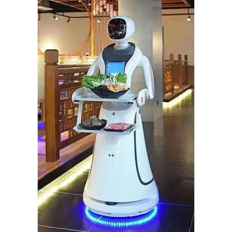 Design Plastic Restaurant Room Artificial Intelligent Food Delivery Smart Humanoid Service Waiter Robot
