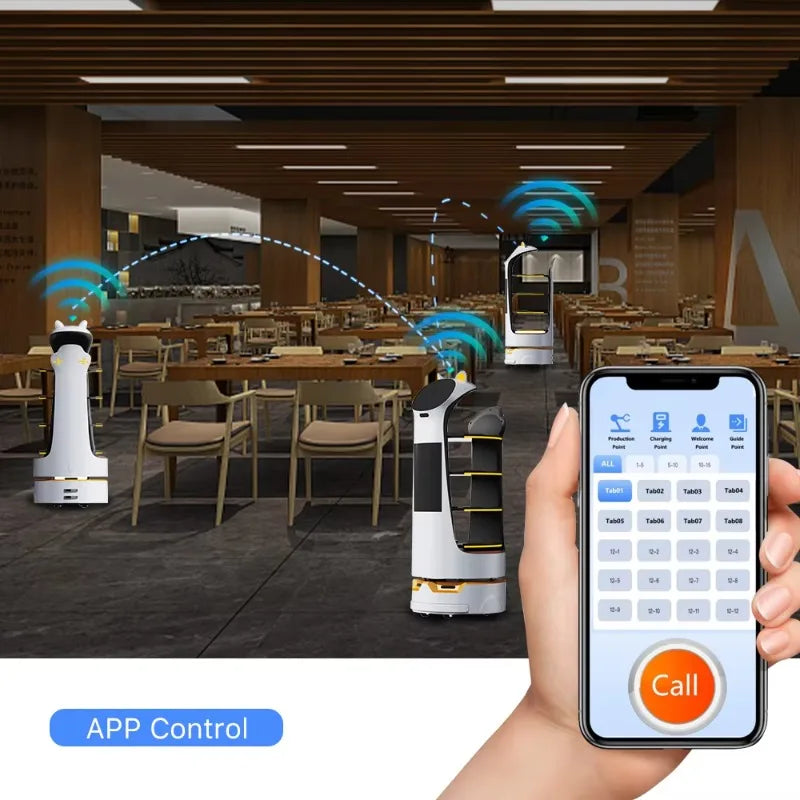 Customized Restaurant Coffee Shop Food Delivery Robot - Electric Waiter Service Vehicle for Hotel & Fast Food Shop