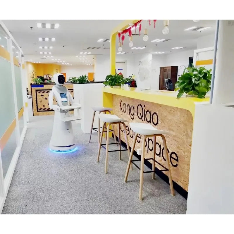 Design Plastic Restaurant Room Artificial Intelligent Food Delivery Smart Humanoid Service Waiter Robot