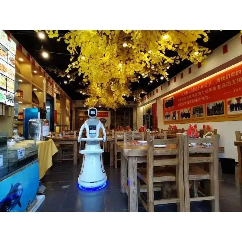 Design Plastic Restaurant Room Artificial Intelligent Food Delivery Smart Humanoid Service Waiter Robot