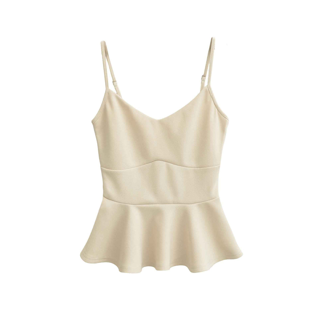 Cropped Ruffled-waistline Slim-fit Camisole Top