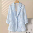 Jacquard Cropped-sleeve Blazer For Women