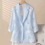 Jacquard Cropped-sleeve Blazer For Women