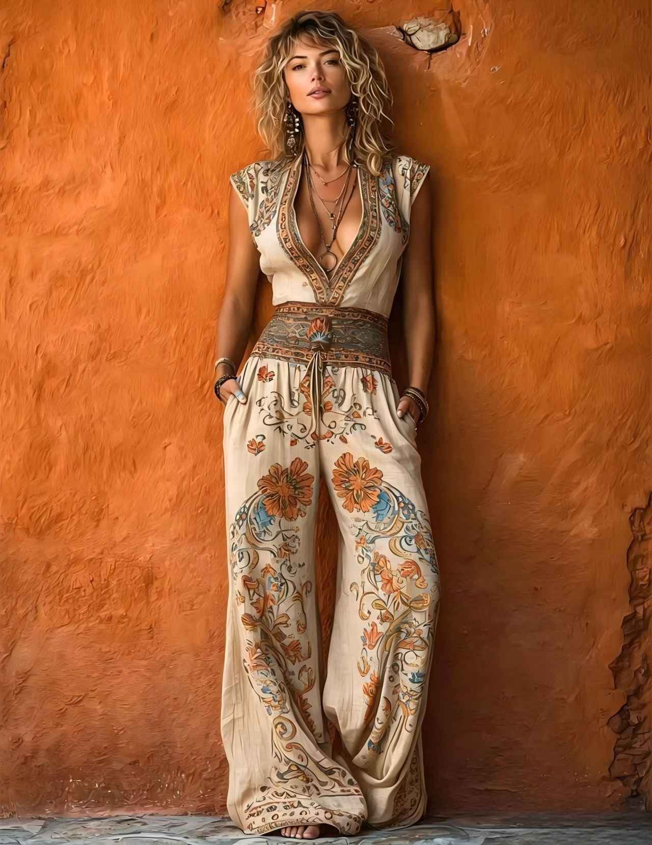 Fashionable Printed Casual Womens Jumpsuit