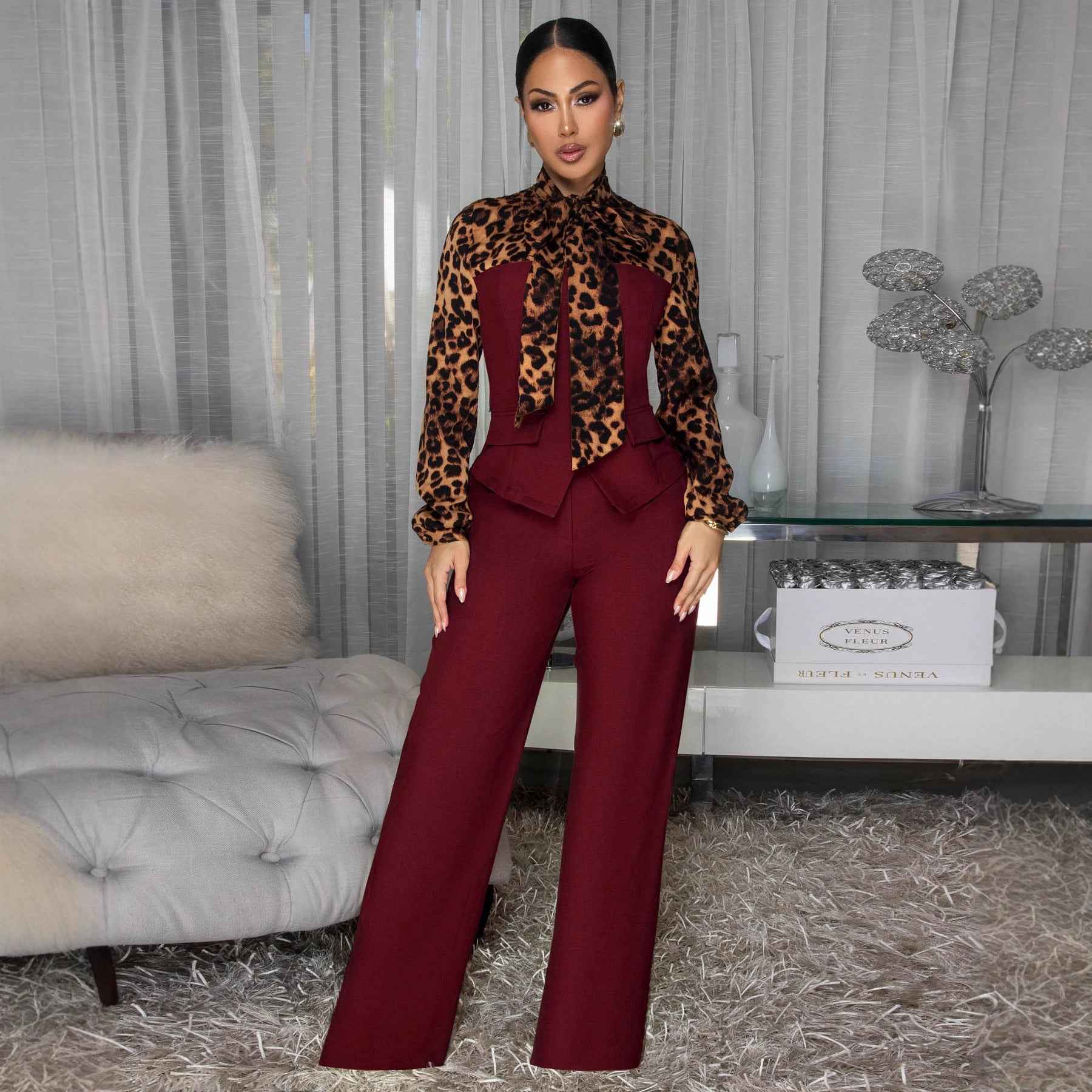 Elegant And Lace-up Wide-leg Pants Jumpsuit