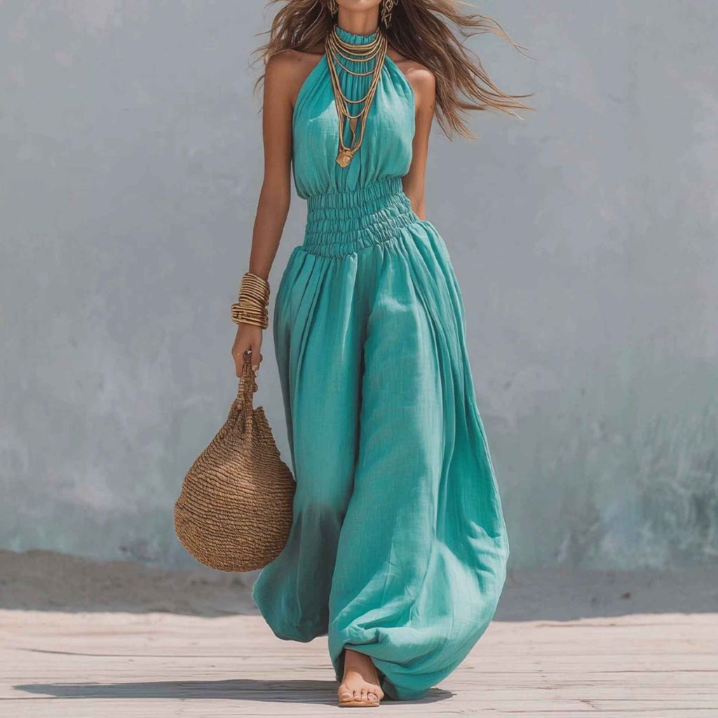 Stylish Sleeveless Halter Jumpsuit For Women