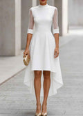 Womens Casual Midi-Sleeve Mesh Dress