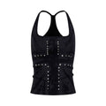 Cross-printed Studded Halter Vest Figure-hugging Sexy Sleeveless Top