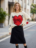 New Heart-pattern Long-sleeve Knit Sweater