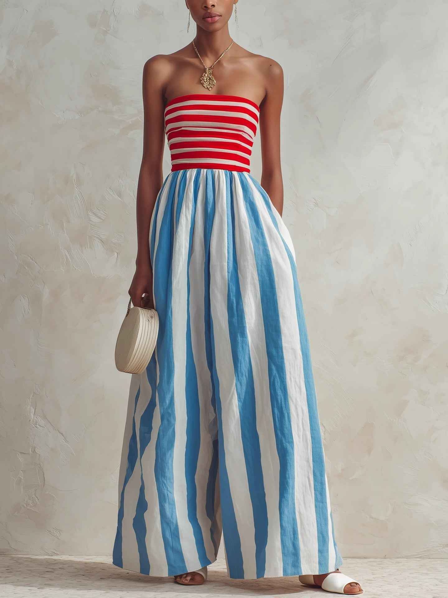 Summer Fashion Off-shoulder Elegant Striped Jumpsuit For Women