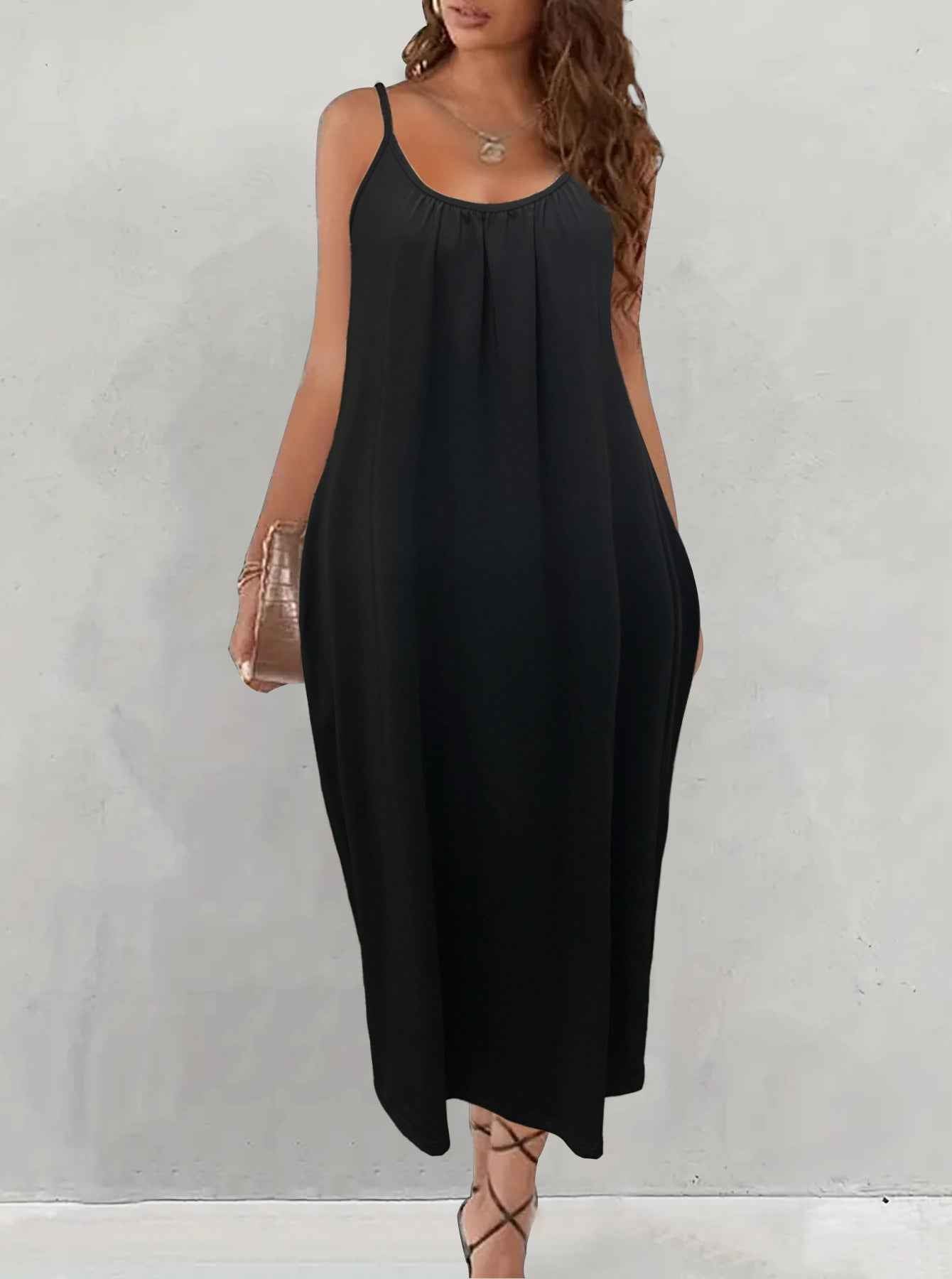 V-neck Casual Loose-fit Laid-back Summer Slimming Slip Dress